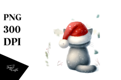 Watercolor Cat with Santa Hat Product Image 1