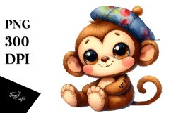 Colorful Watercolor Plush Monkey | Clipart Product Image 3