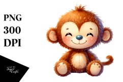 Colorful Watercolor Plush Monkey | Clipart Product Image 3