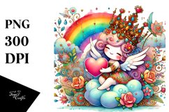 Colorful Heart on Cloud, PNG Product Image 1