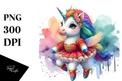 Colorful Baby Unicorn in Pavane Dancer&#039;s Costume PNG Product Image 3