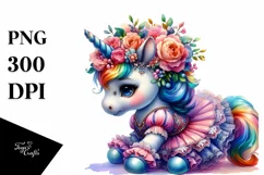 Colorful Baby Unicorn Pavane PNG Product Image 3