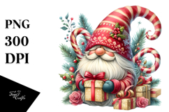 Detailed Whimsical Watercolor Christmas Gnome PNG Product Image 1