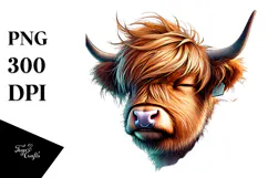 Cool Highland Calf, Winking PNG Product Image 1