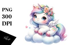 Watercolor Pastel Unicorn with Product Image 3