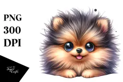 Watercolor Pomeranian with Big Eyes PNG Product Image 1
