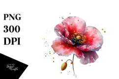 -like Poppy Watercolor Splash PNG Product Image 1