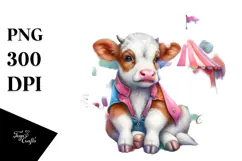 Colorful Baby Cow Circus Tent PNG Product Image 1
