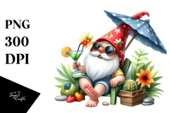 Whimsical Gnome Drinking a Cocktail PNG Product Image 1