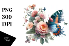 Boho Butterfly of Flowers, Transparent PNG Product Image 1
