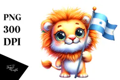 baby Lion with Tiny Flag, PNG Product Image 1