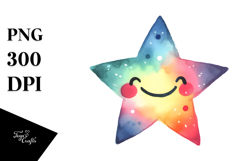 Simple Colorful Smiling Star PNG Product Image 1