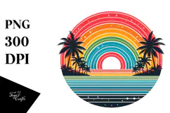 Tropical Rainbow Sunset Clipart PNG Product Image 1