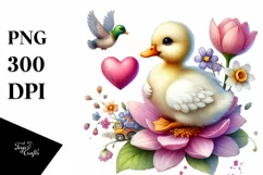 Colorful Duck Holding Heart, PNG Product Image 1