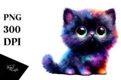 Cute Baby Black Cat PNG Product Image 1