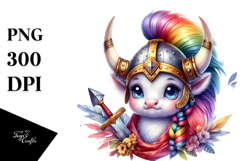 Colorful Baby Unicorn Viking Helmet PNG Product Image 1