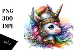 Colorful Baby Unicorn Viking Helmet PNG Product Image 1
