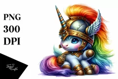 Warrior Baby Unicorn PNG Product Image 1
