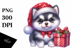 Expressive Baby Siberian Husky, Vibrant PNG Product Image 1