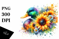 Vibrant Duck with Sunflower Body, PNG Product Image 1