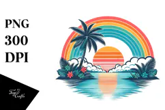 Retro Tropical Rainbow Sunset, 20 oz Tumbler Product Image 1