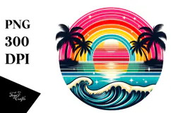 Retro Tropical Rainbow Sunset, 20 oz Tumbler Product Image 1