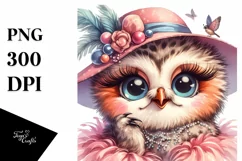 Funny Smiling Owl Diva Portrait Clipart Product Image 1