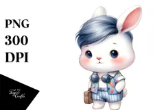 Cute Baby Rabbit with Cool Haircut PNG Product Image 1