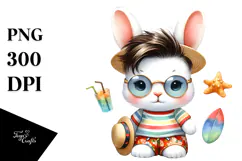Cute Baby Rabbit with Cool Haircut PNG Product Image 1