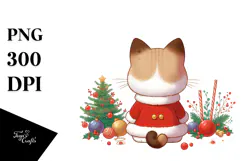 Watercolor Cat with Christmas Decorations Product Image 1