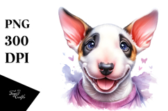 Happy Bull Terrier Baby, Watercolor PNG Product Image 1