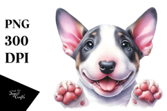 Happy Bull Terrier Baby, Watercolor PNG Product Image 1