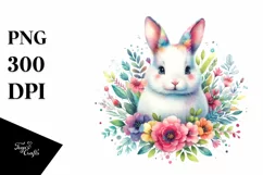 Colorful Bunny Floral Watercolor Clipart Product Image 3