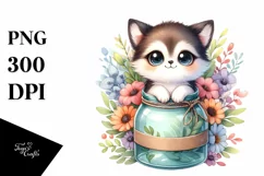 Cute Smiling Baby in Jar Watercolor | Clipart Product Image 1