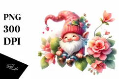 Gnome with Begonia in the Air | Clipart Product Image 1