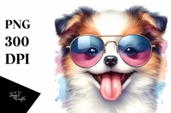 Funny Smiling Puppy with Sunglasses Clipart Product Image 1