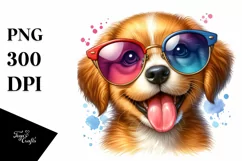 Funny Smiling Puppy with Sunglasses Clipart Product Image 3