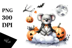 Spooky Koala Halloween PNG with Jacko Lanterns Product Image 1