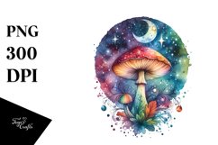 Magical Celestial Mushroom Watercolor Clipart Product Image 1