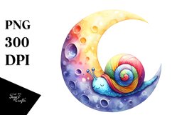 Colorful Snail Moon Watercolor Clipart Product Image 1