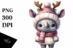 Expressive Baby Rhino, Winter PNG Product Image 3