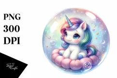 Baby Unicorn in a Bubble | Sublimation | Clipart Product Image 1