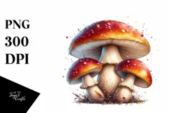 Detailed Mushroom Watercolor Splash PNG Product Image 3