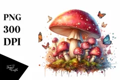 Detailed Mushroom Watercolor Splash PNG Product Image 3