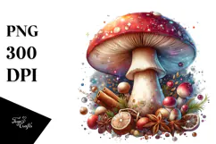 Detailed Mushroom Watercolor Splash PNG Product Image 1