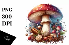 Detailed Mushroom Watercolor Splash PNG Product Image 3