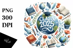 Class of 2025 Watercolor Text | Clipart Product Image 1