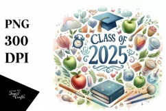 Class of 2025 Watercolor Text | Clipart Product Image 1