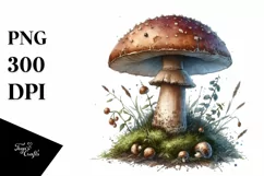 Detailed Mushroom Watercolor Splash PNG Product Image 3