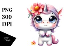 Colorful Baby Unicorn Standing Watercolor | Clipart Product Image 3